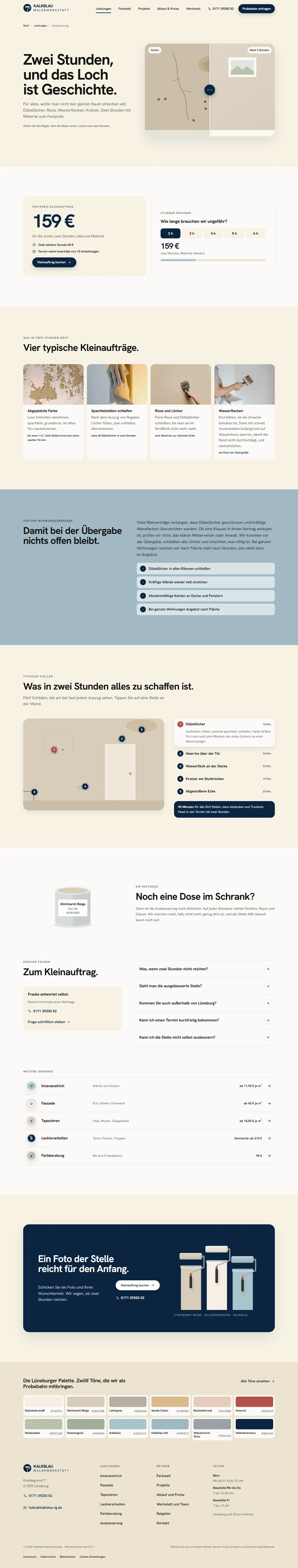 Zwei Stunden, und das Loch ist weg des Templates Kalkblau