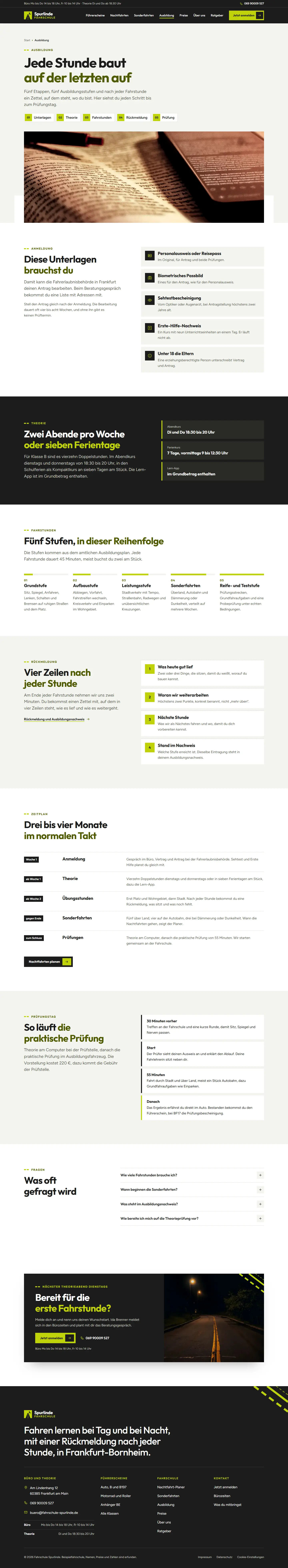 Ausbildung, Unterseite des Templates Spurlinde