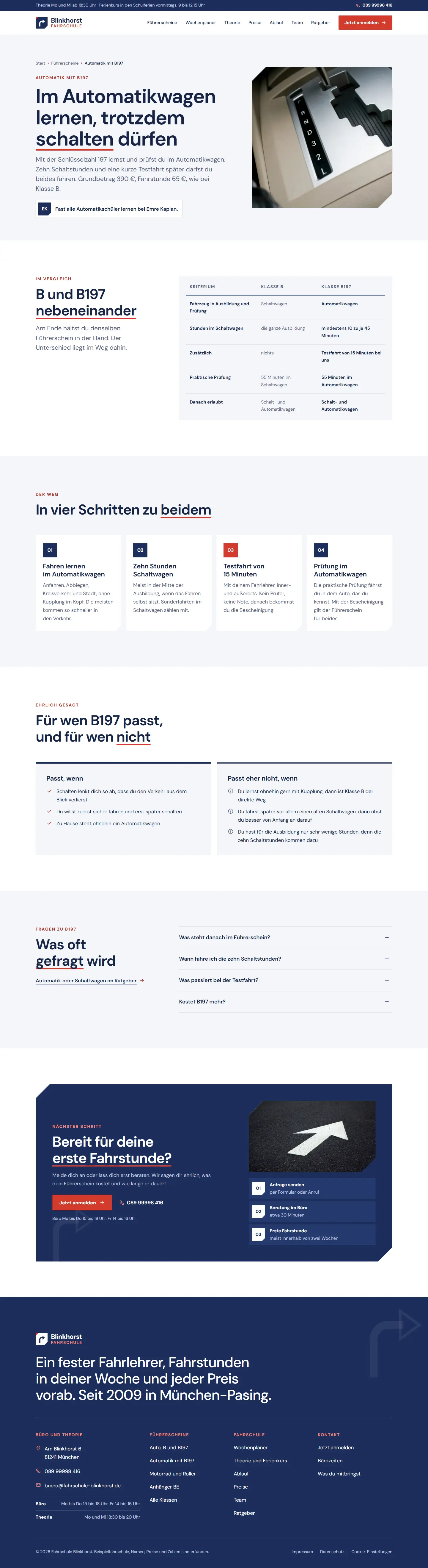Automatik, Unterseite des Templates Blinkhorst