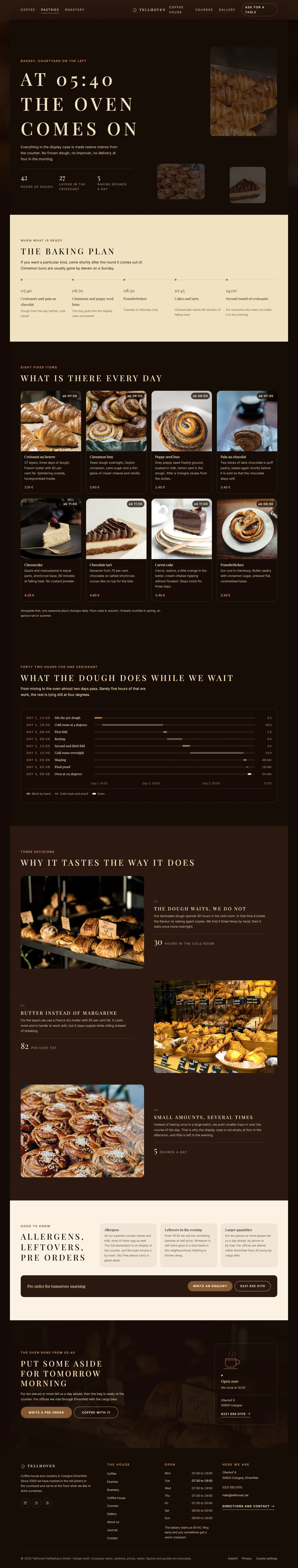 Pastries page of the Tellhoven template with the dough timeline over 42 hours