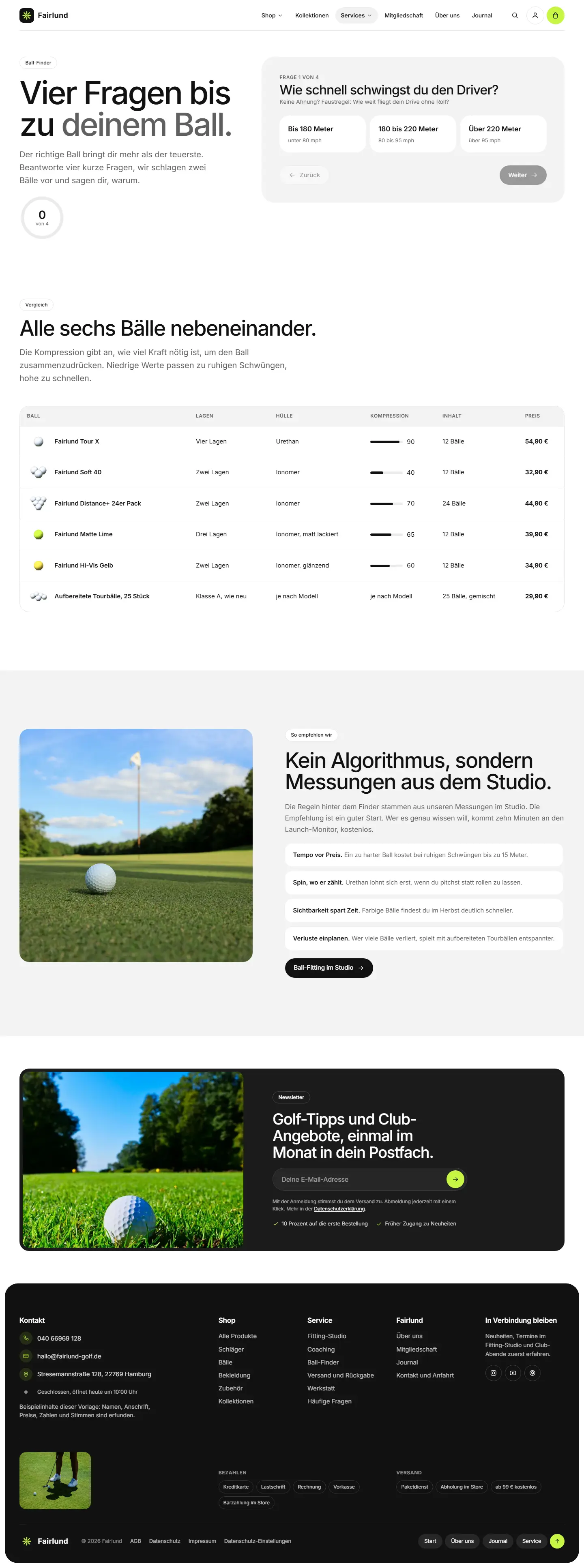 Unterseite des Templates Fairlund
