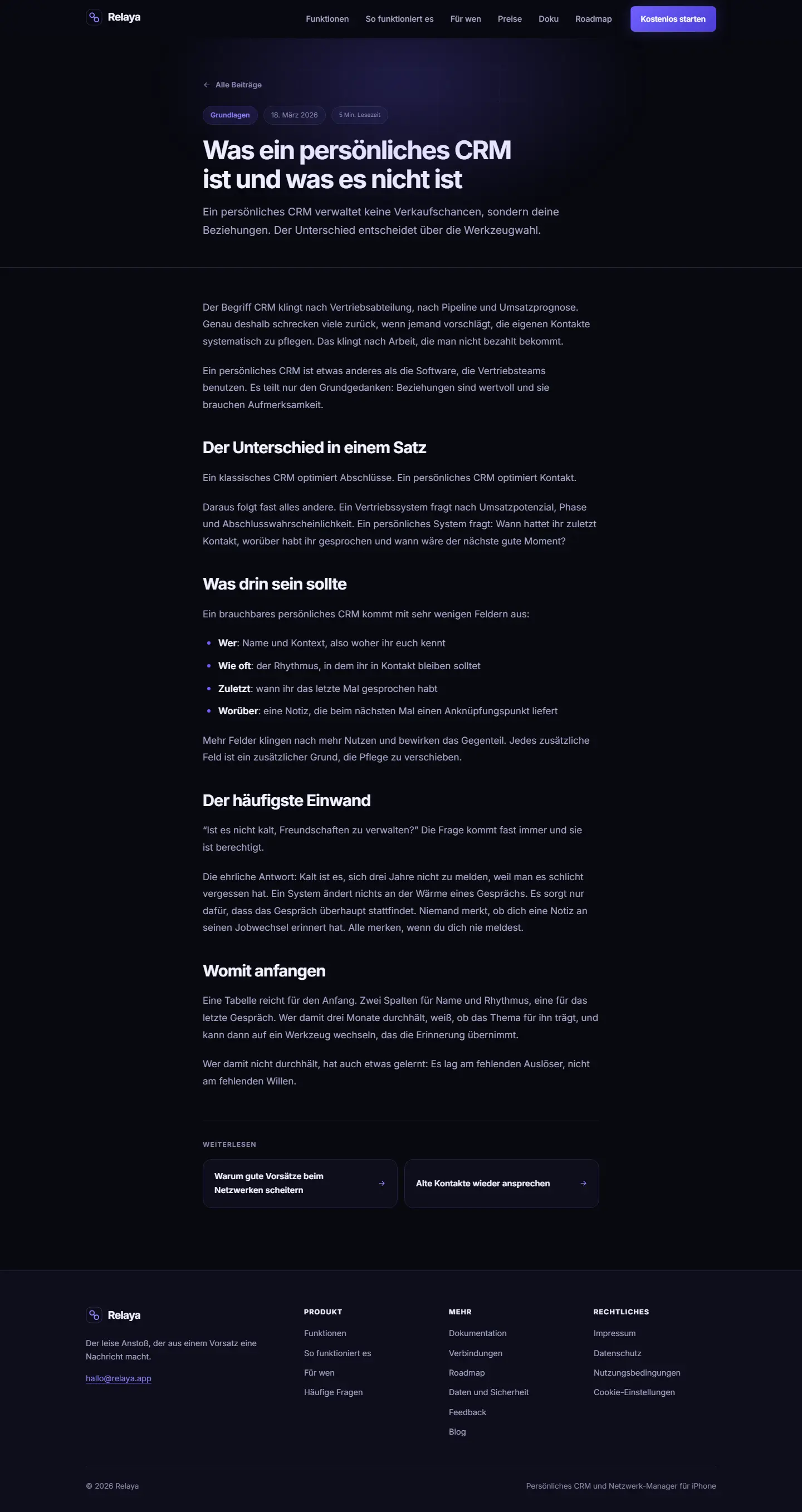 Blogbeitrag des Templates Relaya