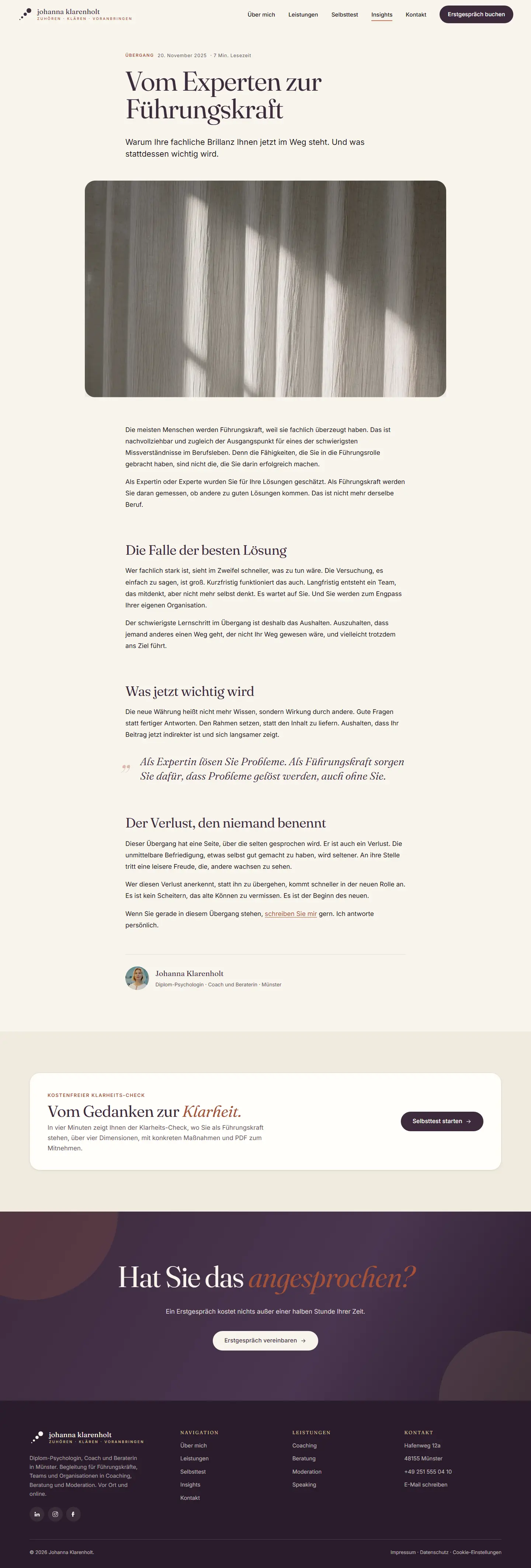 Blogbeitrag des Templates Klarenholt