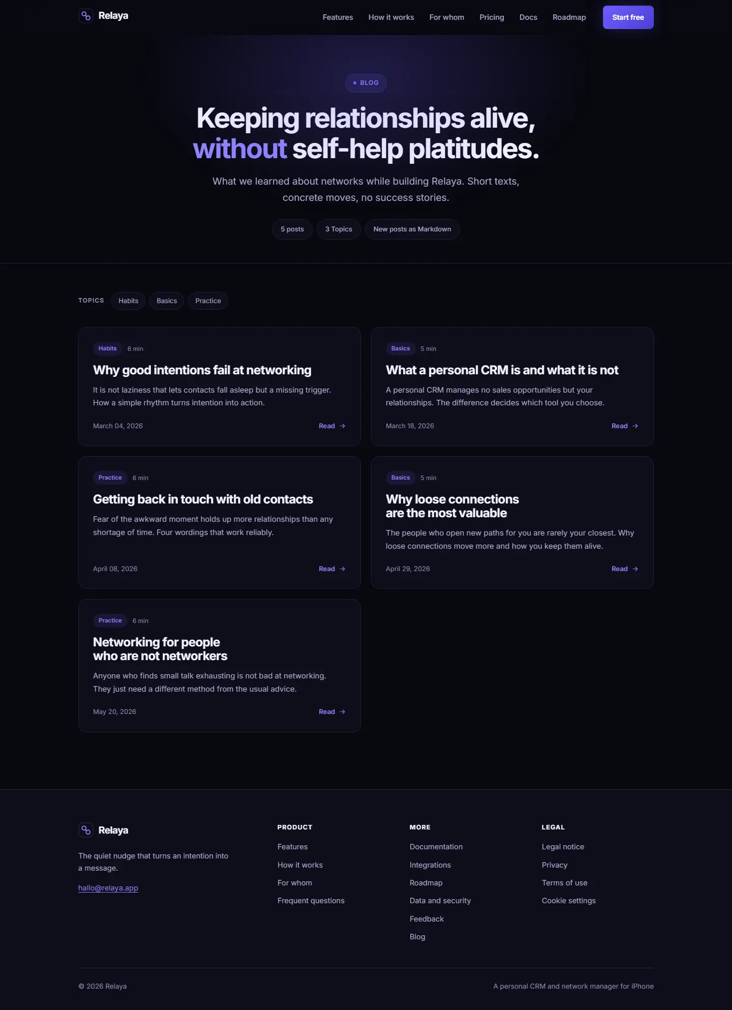 Blog overview of the Relaya template
