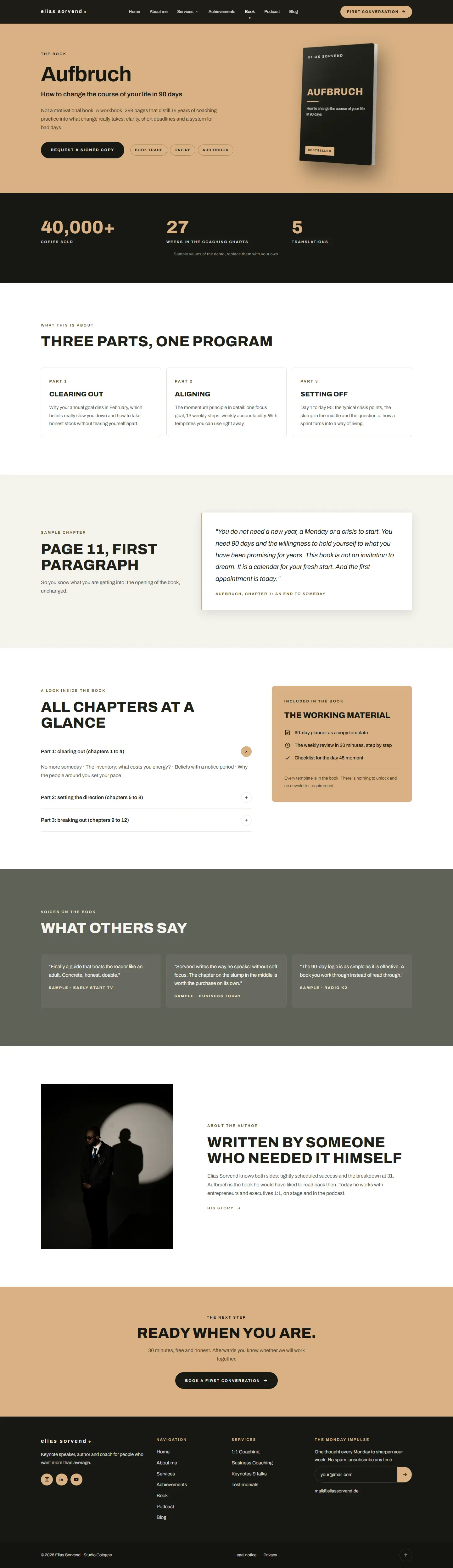 Book page of the Sorvend template