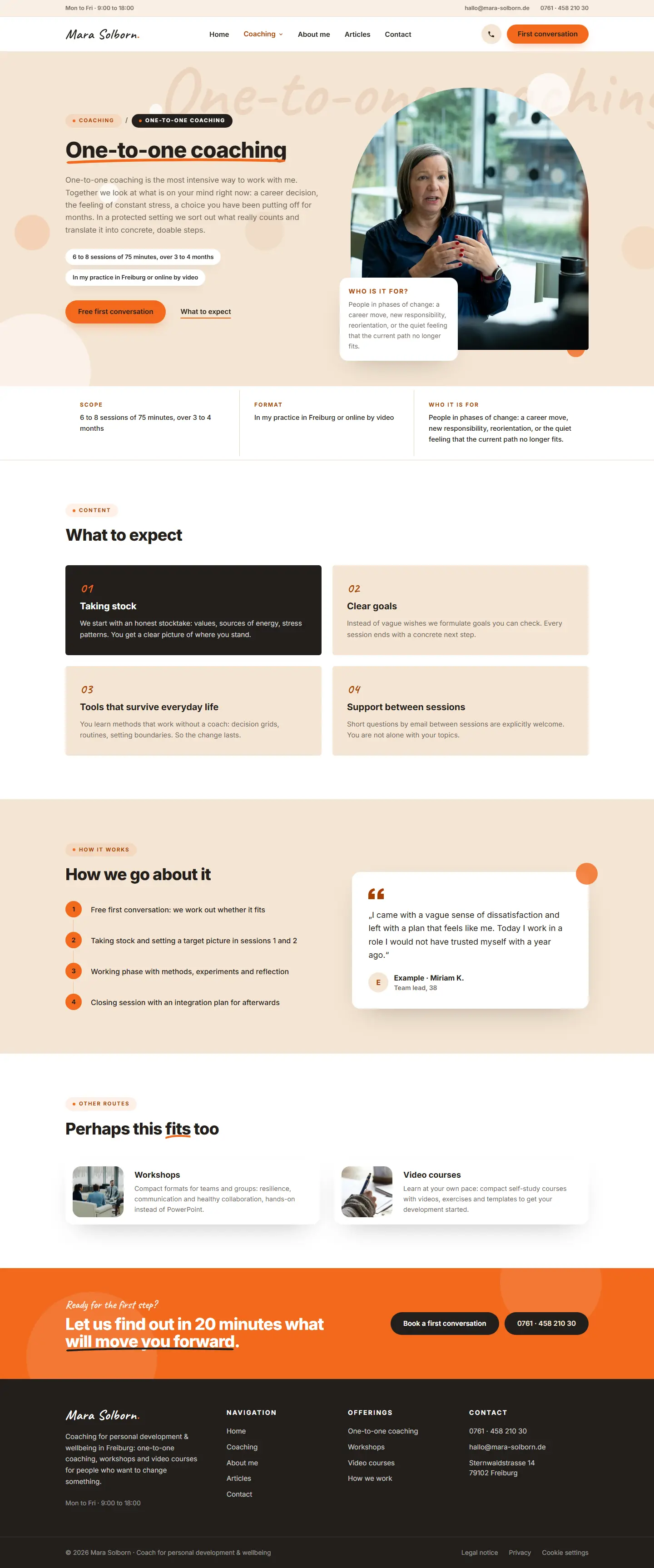 Offer detail page of the Solborn template
