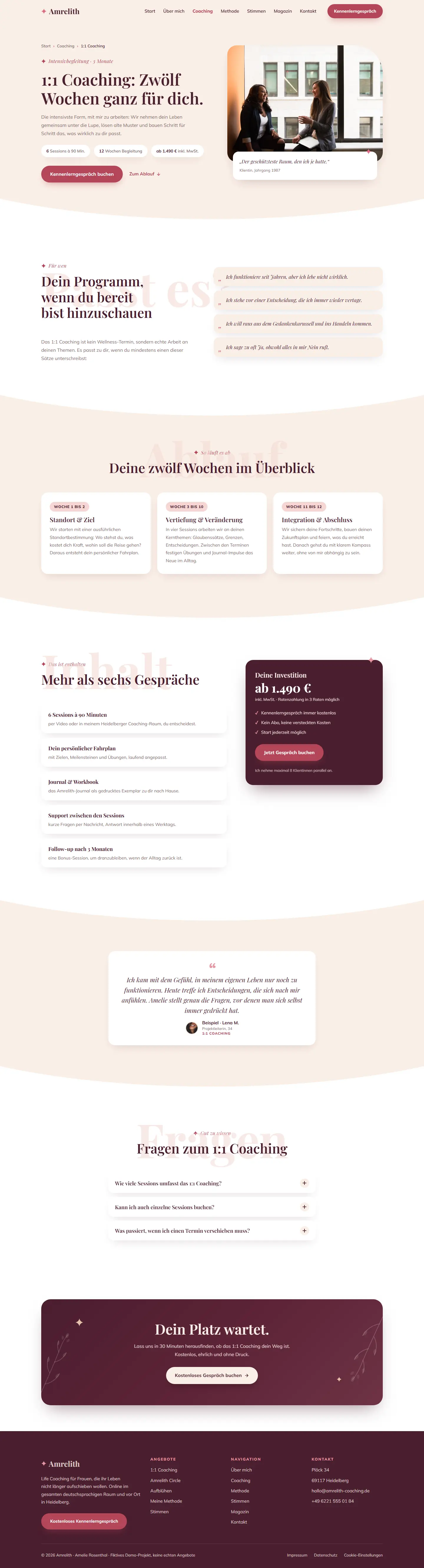 1:1 Coaching des Templates Amrelith