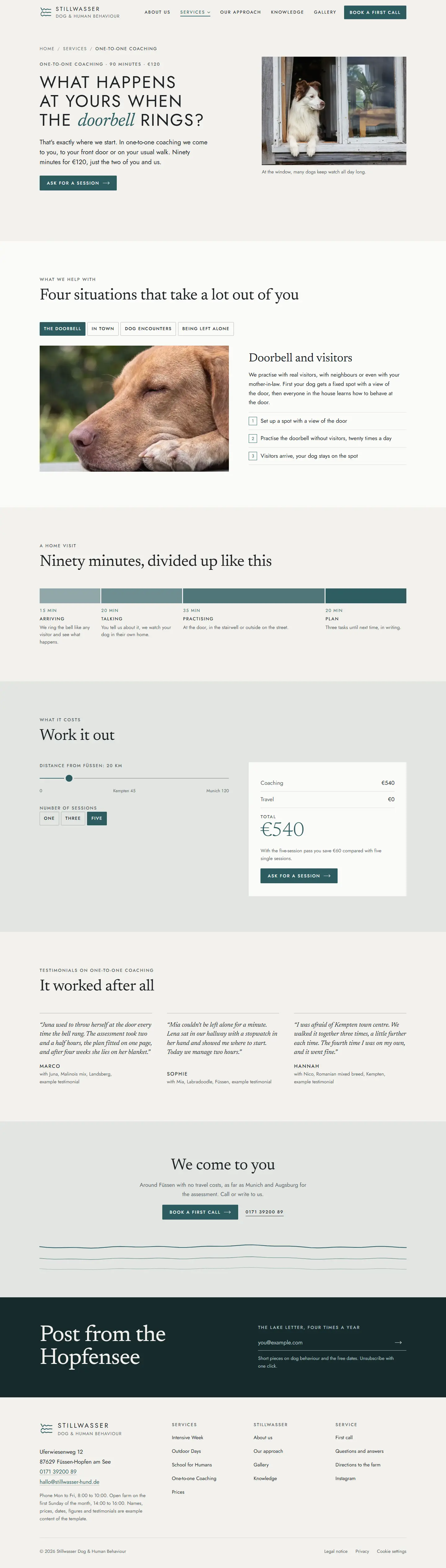 One-to-one Coaching, subpage of the Stillwasser template