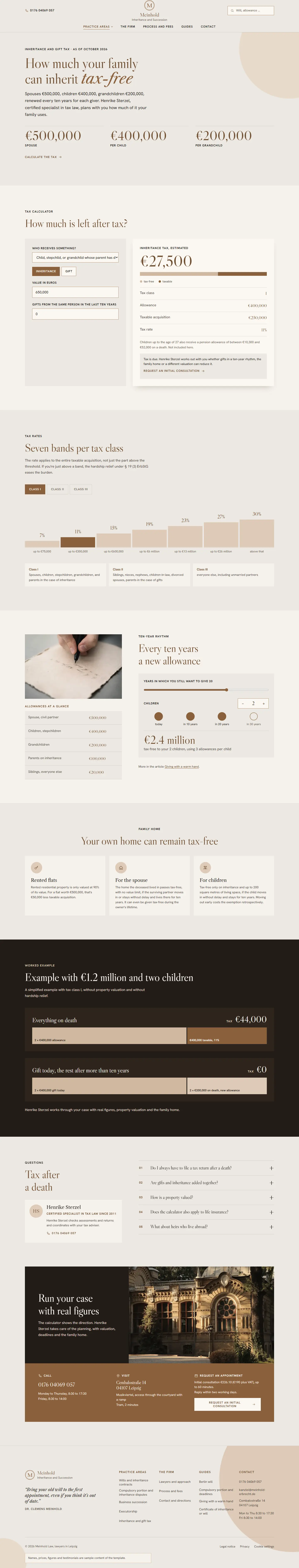 Inheritance tax, subpage of the Meinhold template
