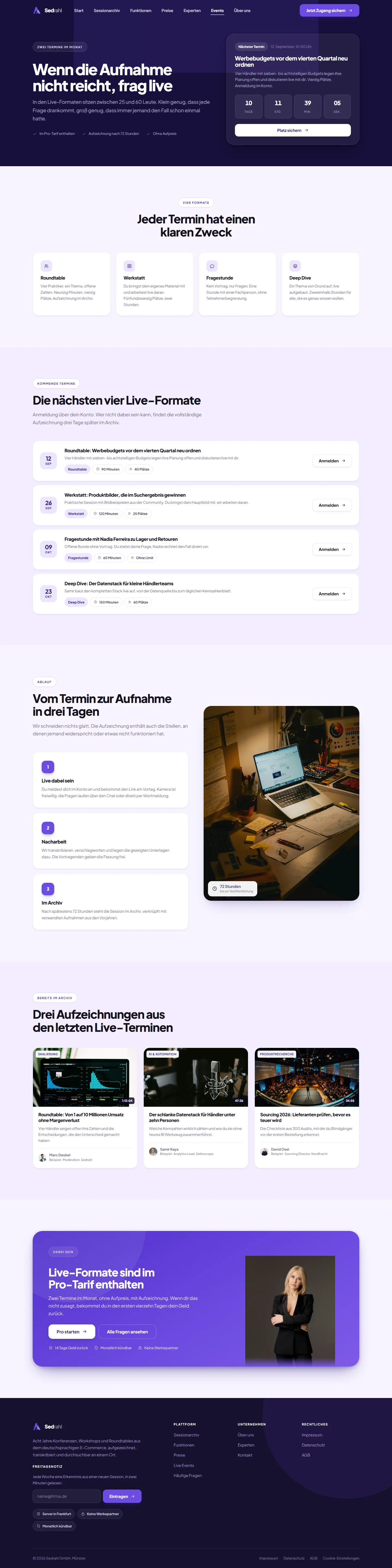 Events des Templates Sedrahl