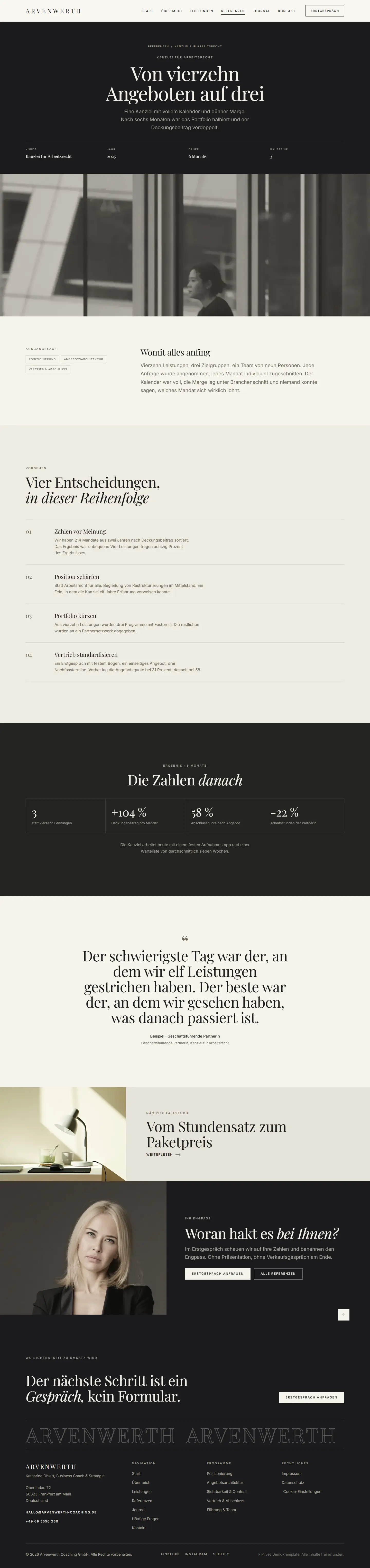 Fallstudie des Templates Arvenwerth