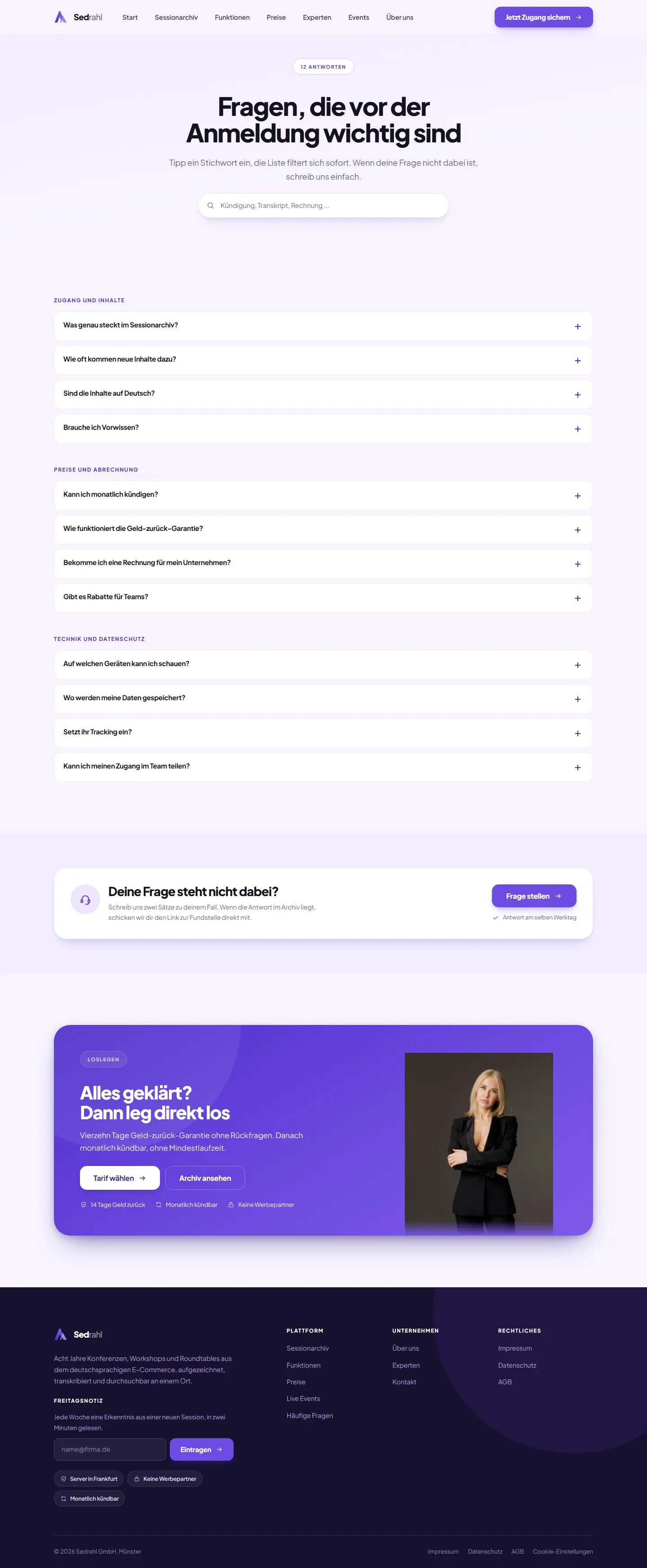 FAQ des Templates Sedrahl