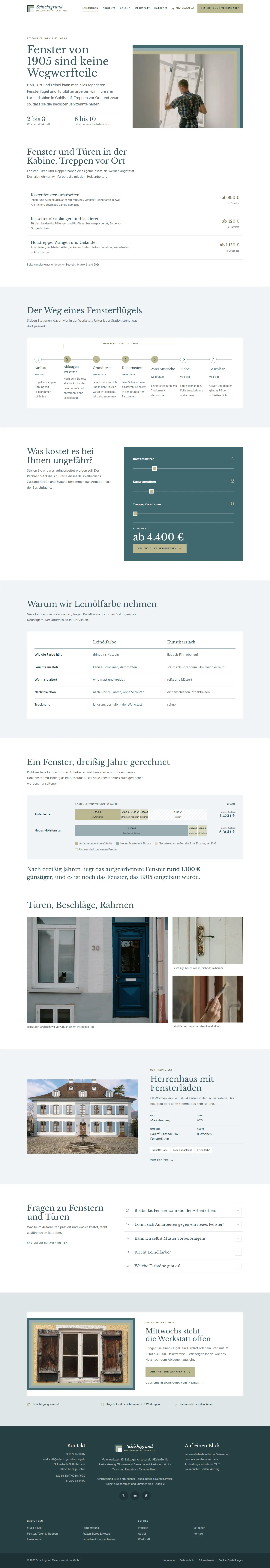 Fenster & Türen, Unterseite des Templates Schichtgrund