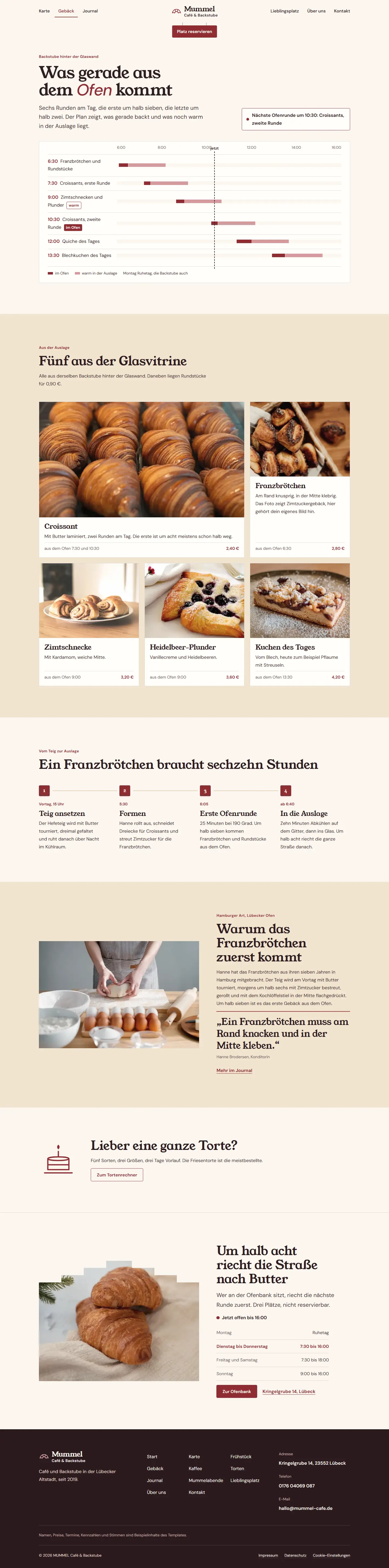 Gebäck, Unterseite des Templates Mummel