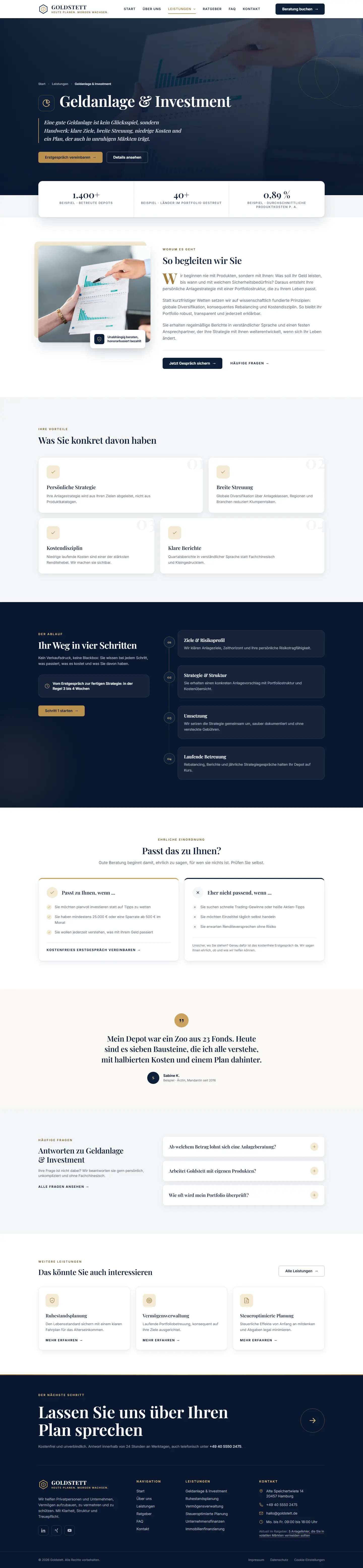Detailseite mit System des Templates Goldstett