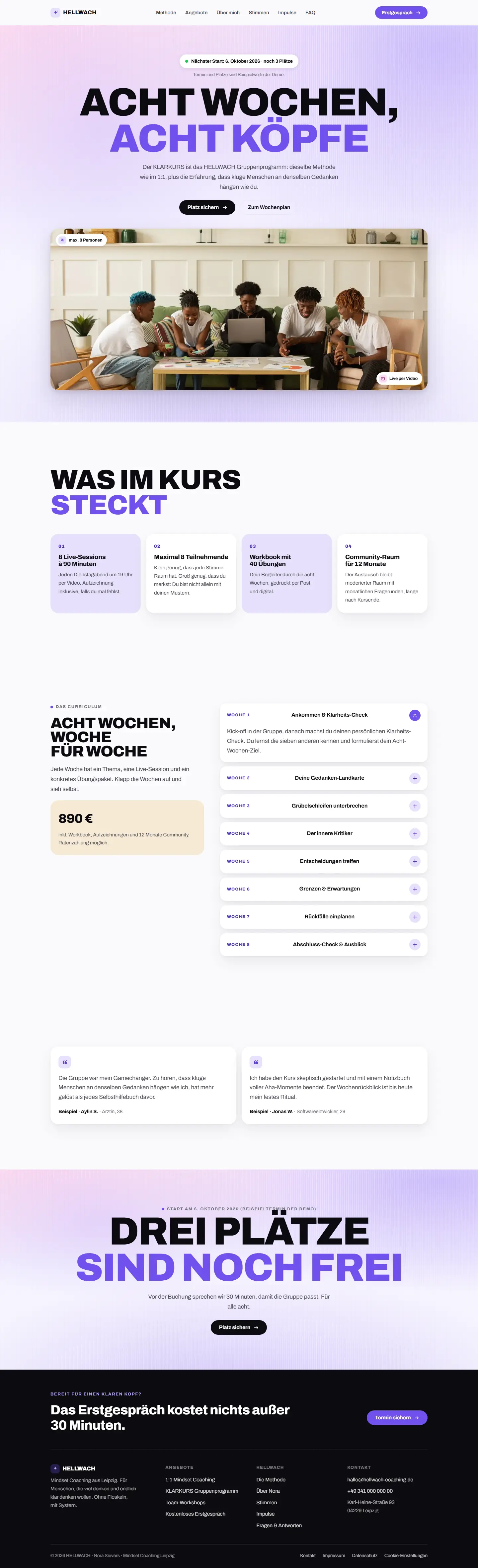 Gruppenprogramm des Templates Hellwach