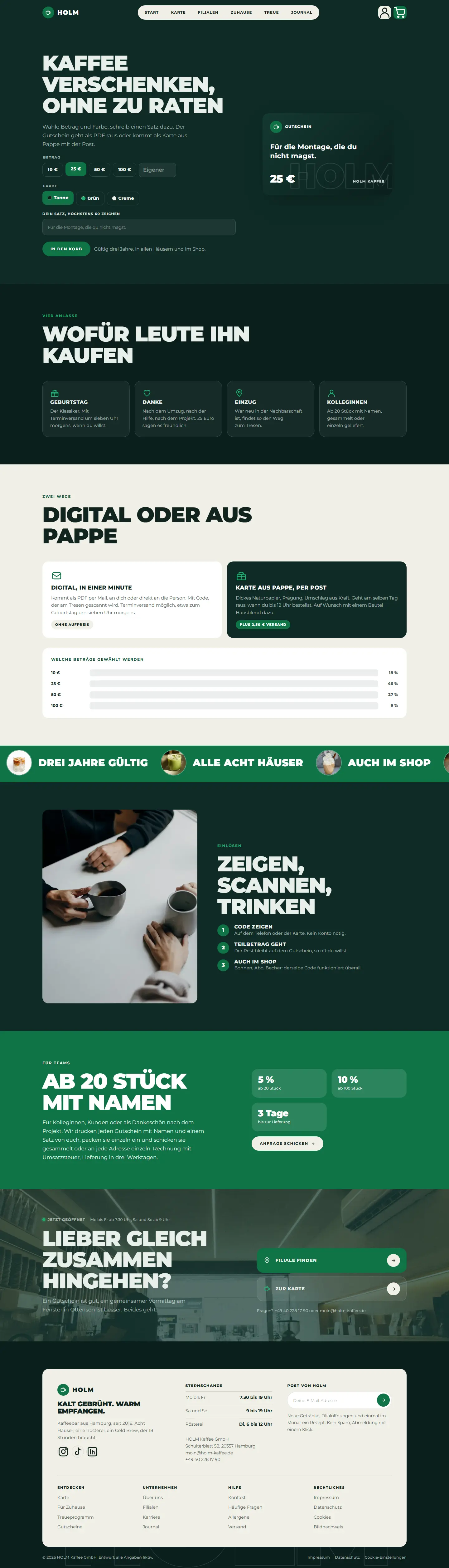 Gutschein mit Vorschau des Templates Holm