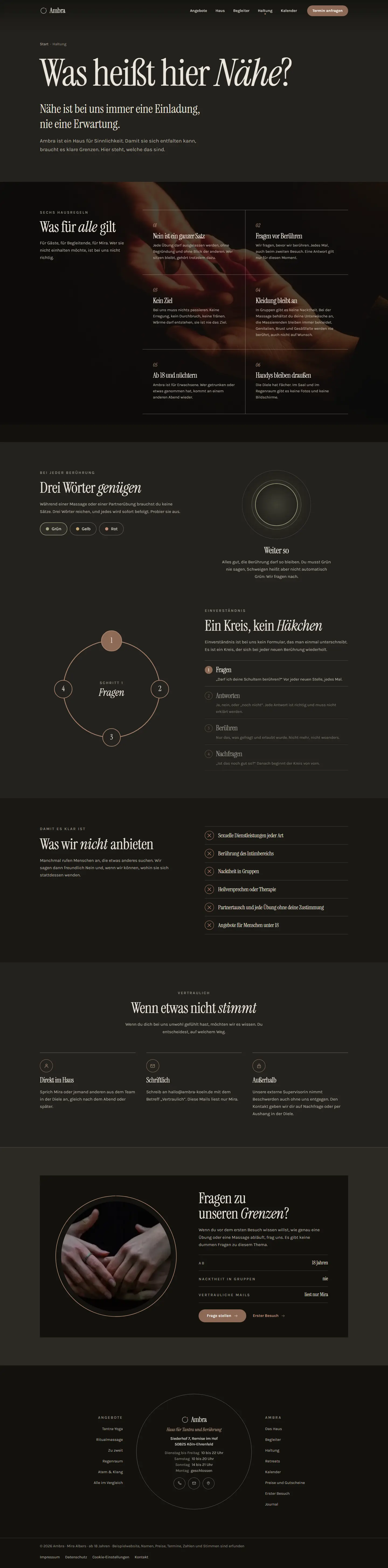 Haltung, Unterseite des Templates Ambra