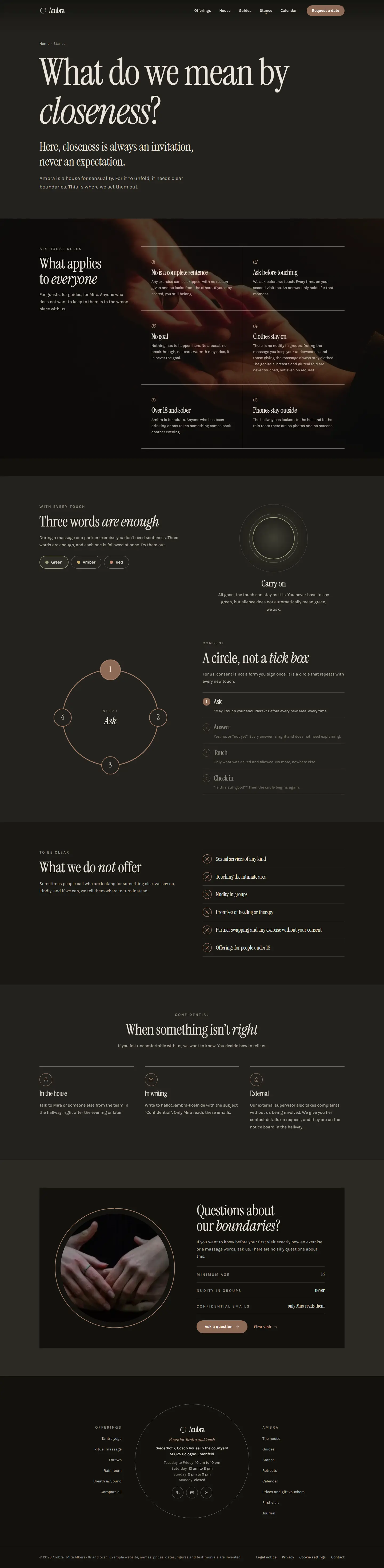 Stance, subpage of the Ambra template