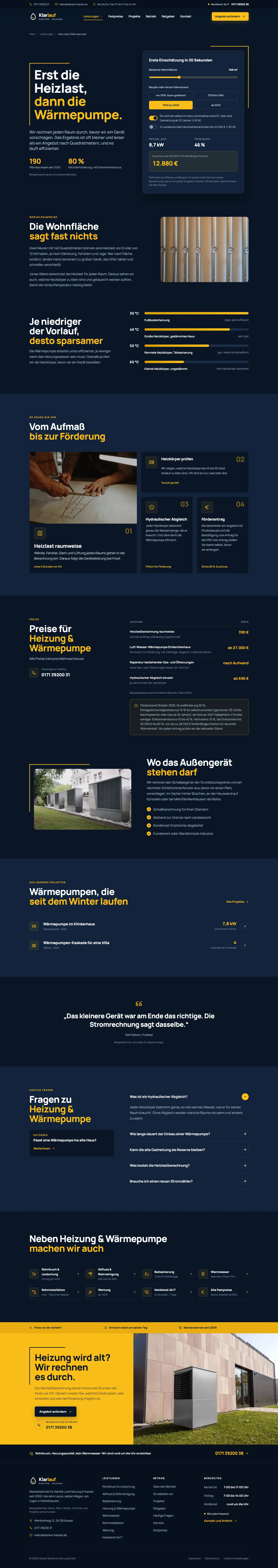 Weitere Unterseite des Templates Klarlauf