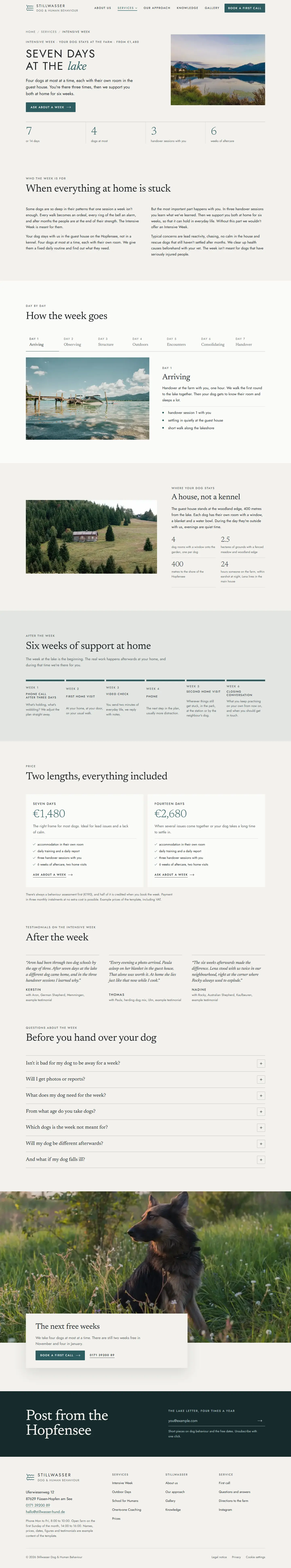 Intensive Week, subpage of the Stillwasser template