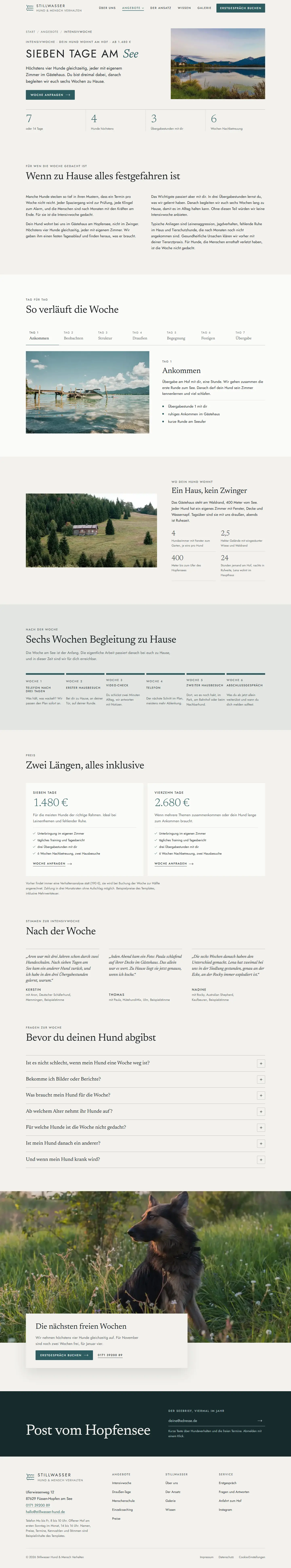 Intensivwoche, Unterseite des Templates Stillwasser