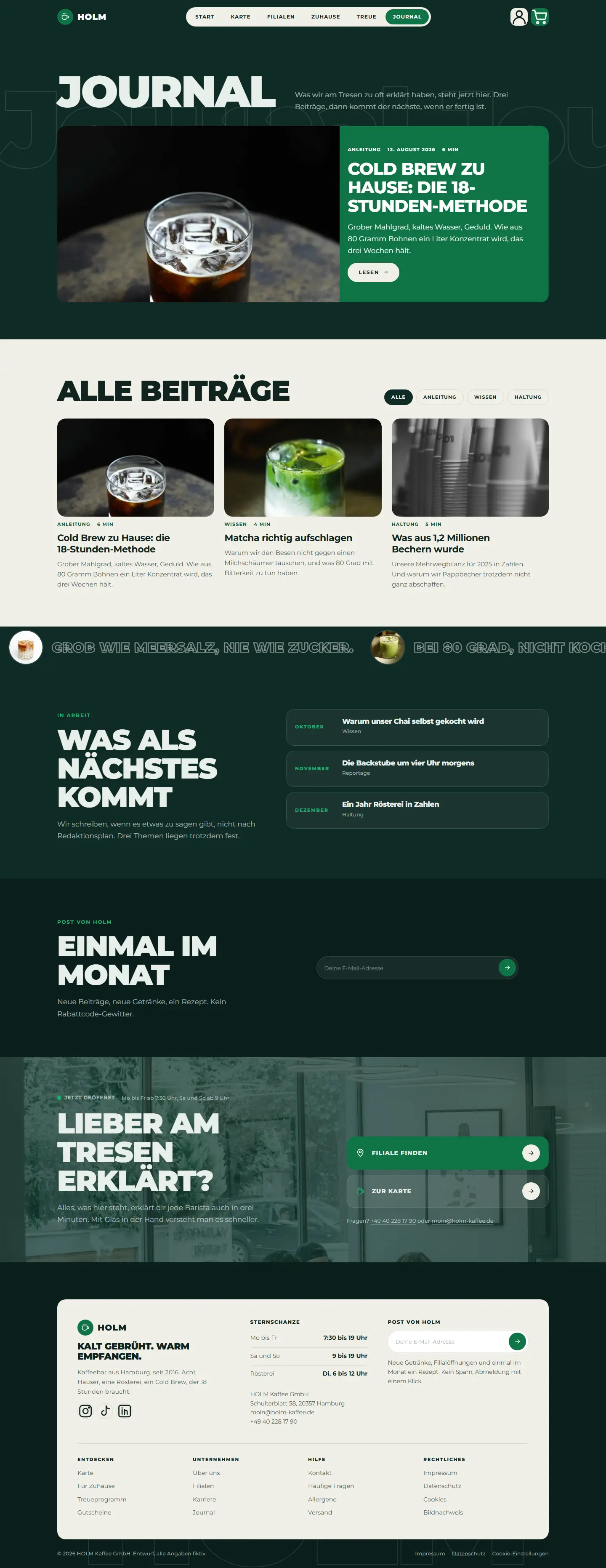 Journal mit Aufmacher des Templates Holm