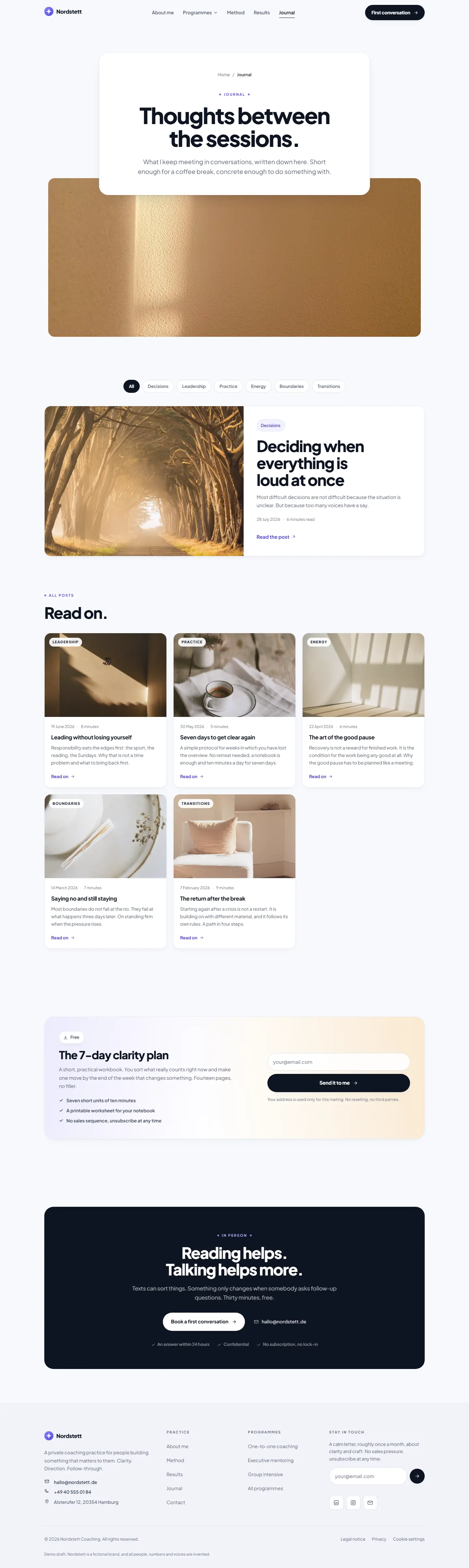Journal page of the Nordstett template