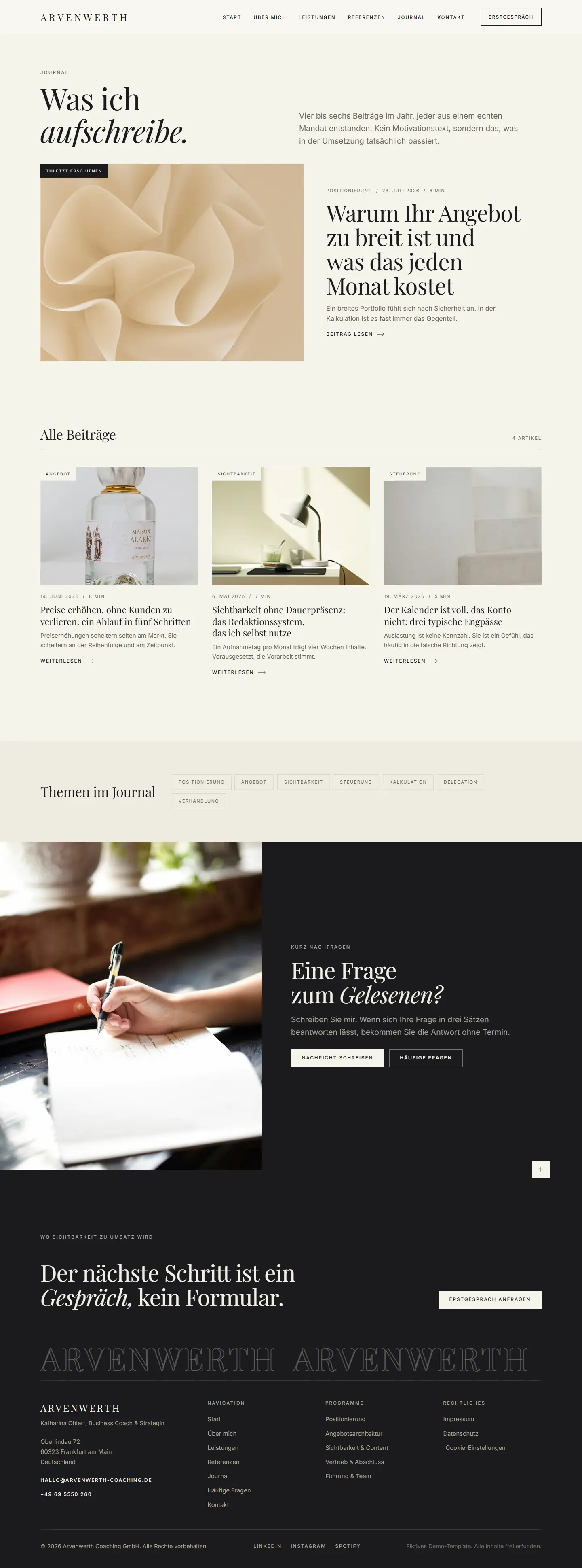 Journal des Templates Arvenwerth