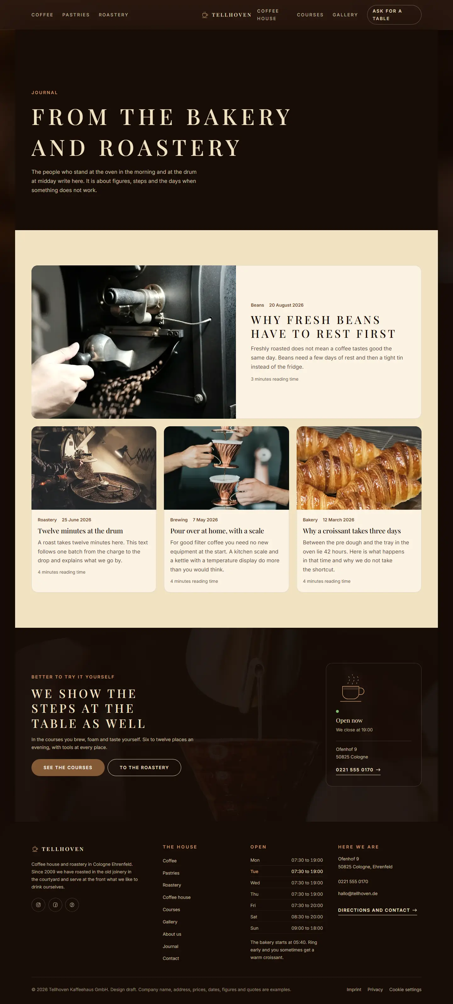 Journal of the Tellhoven template with a large lead post and a grid of cards