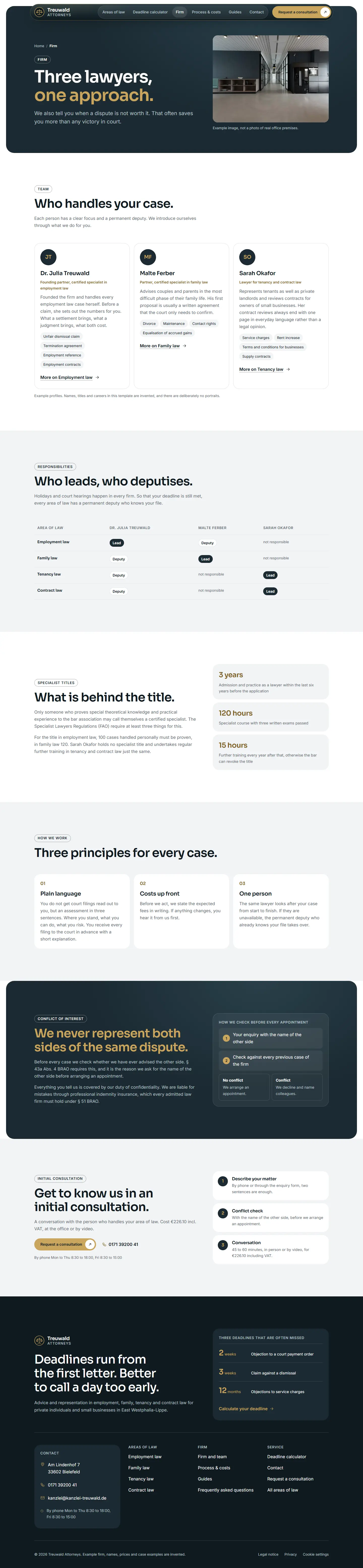 The firm, subpage of the Treuwald template