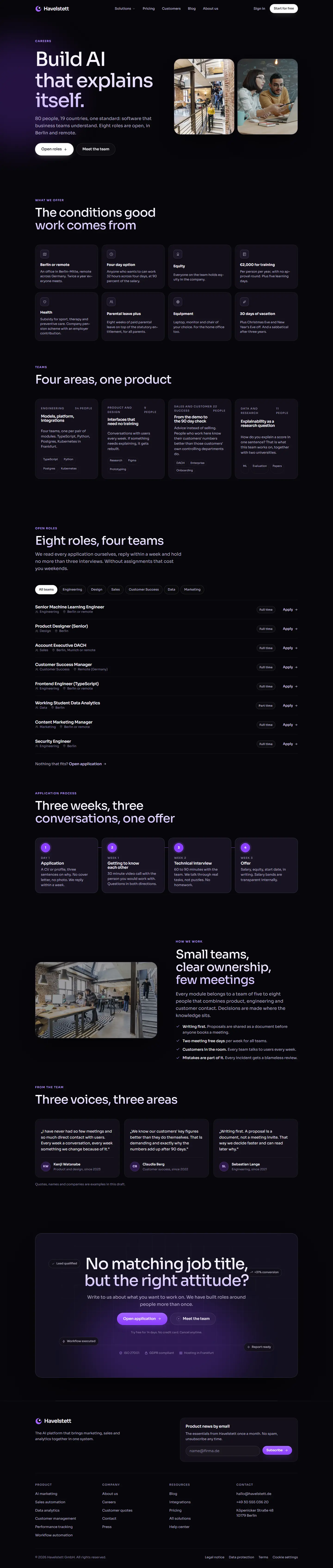 Careers, subpage of the Havelstett template