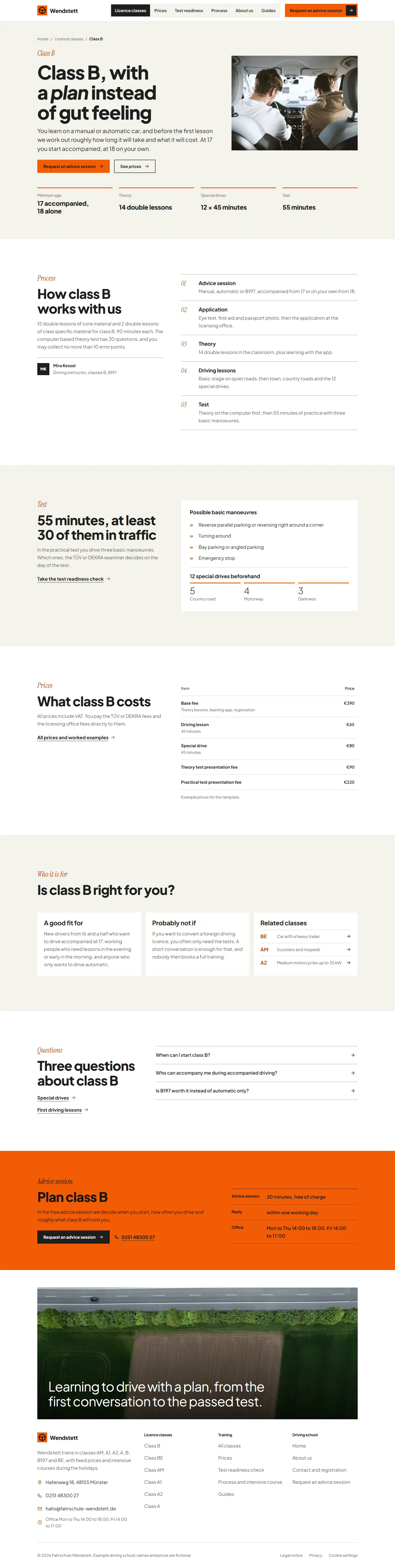 Class B, subpage of the Wendstett template