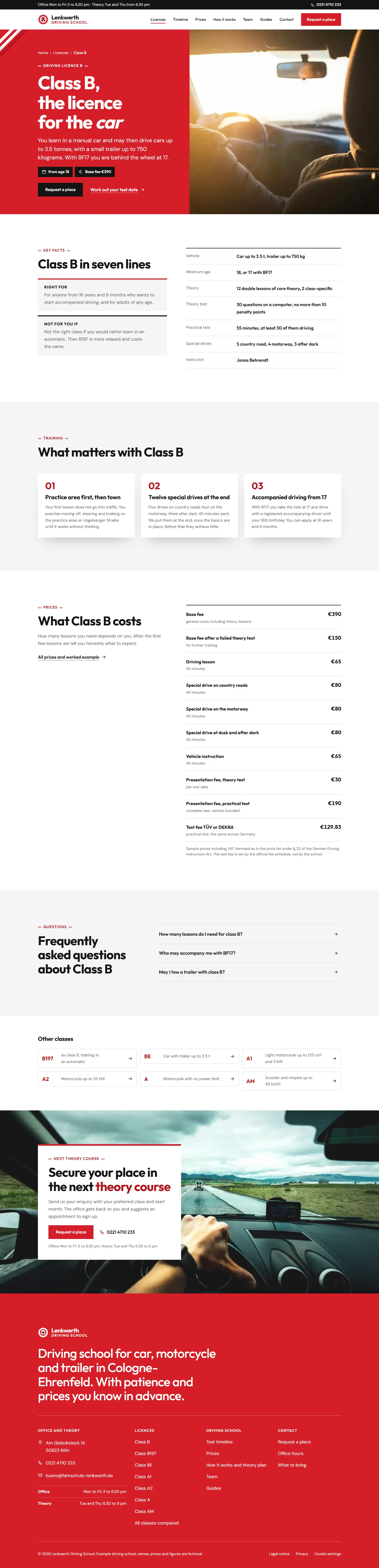 Class B, subpage of the Lenkwerth template