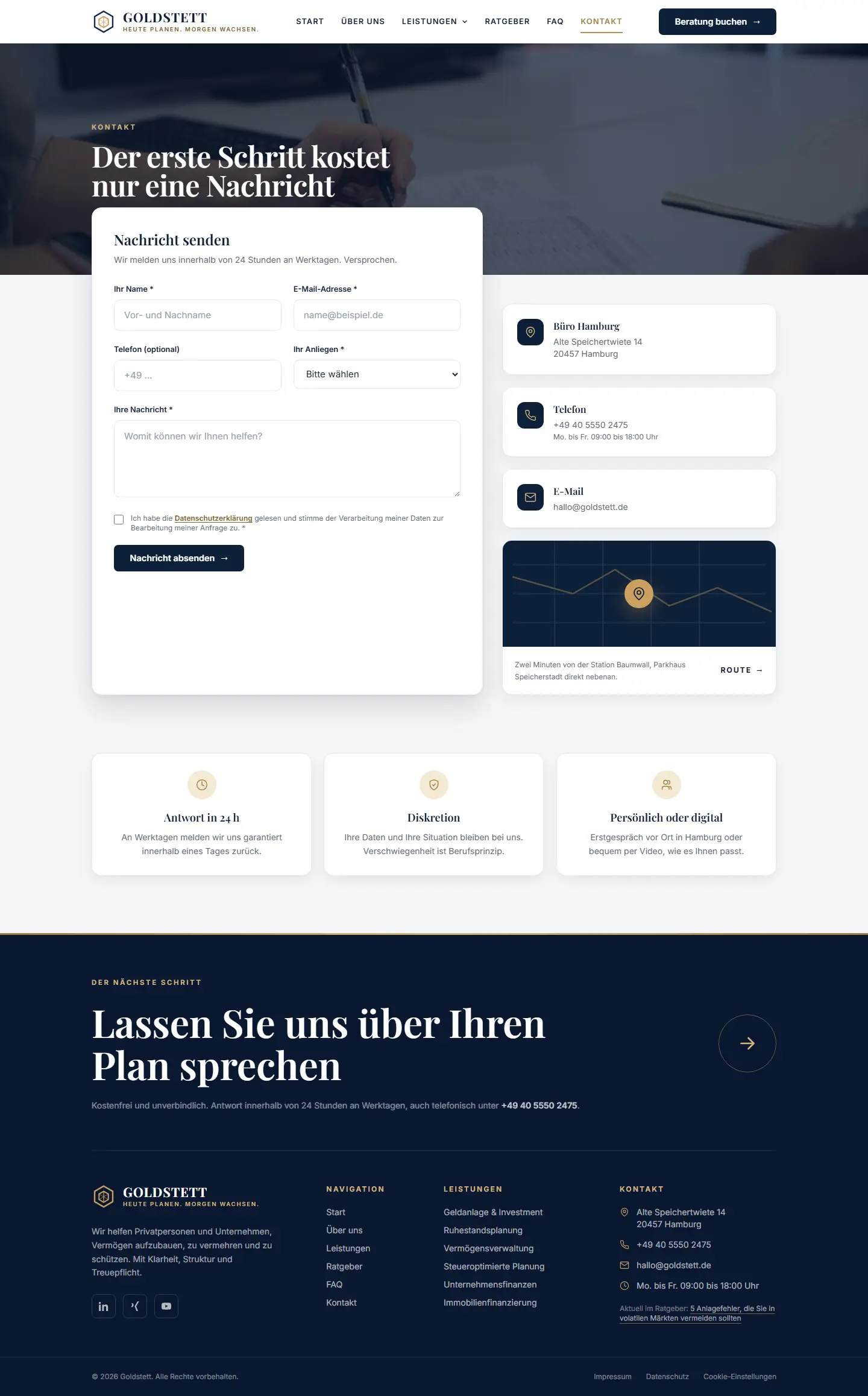 Kontakt ohne Hürden des Templates Goldstett
