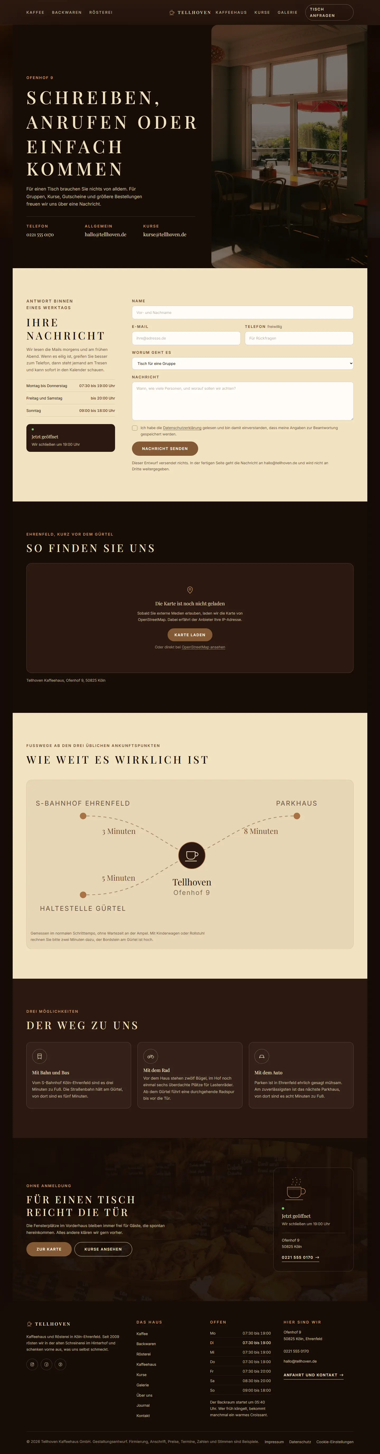Wegezeiten statt einer Karte, die niemand lädt des Templates Tellhoven
