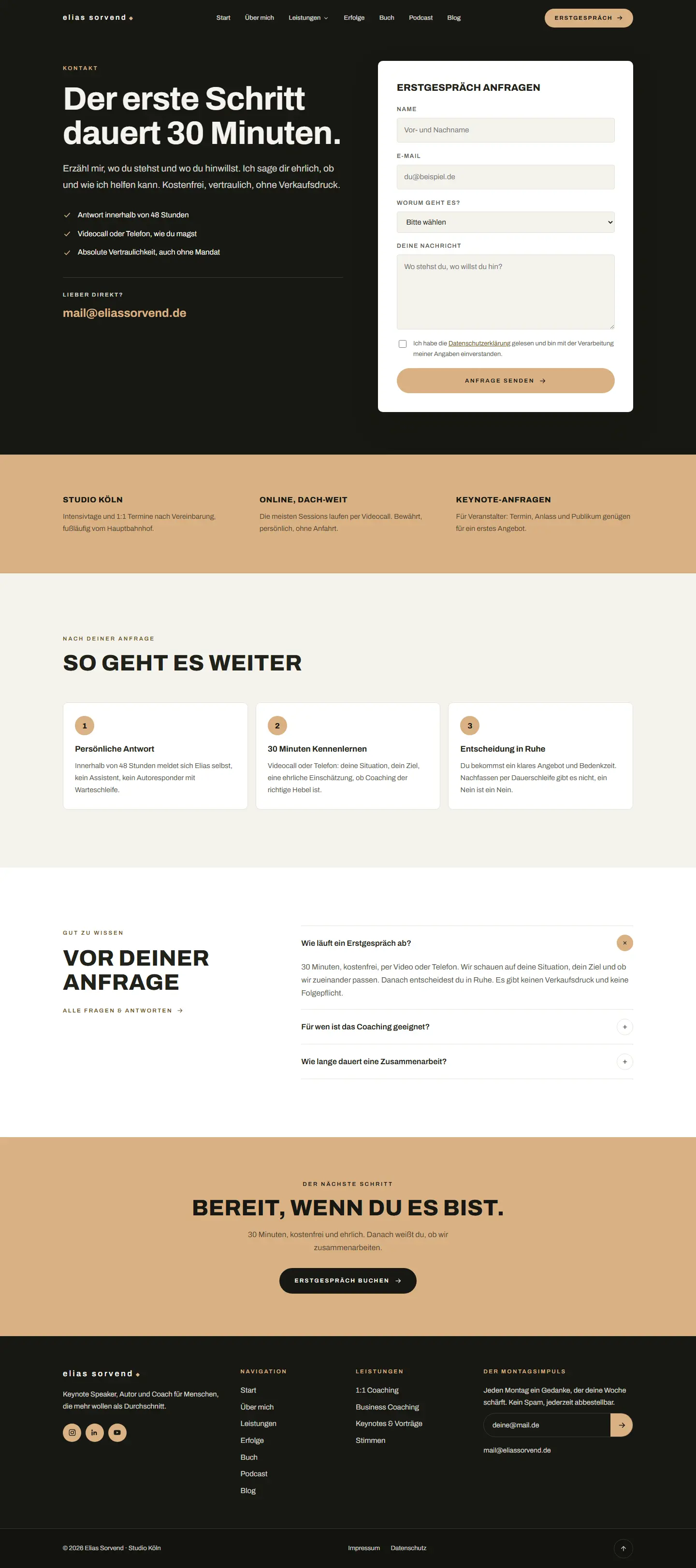Kontakt des Templates Sorvend