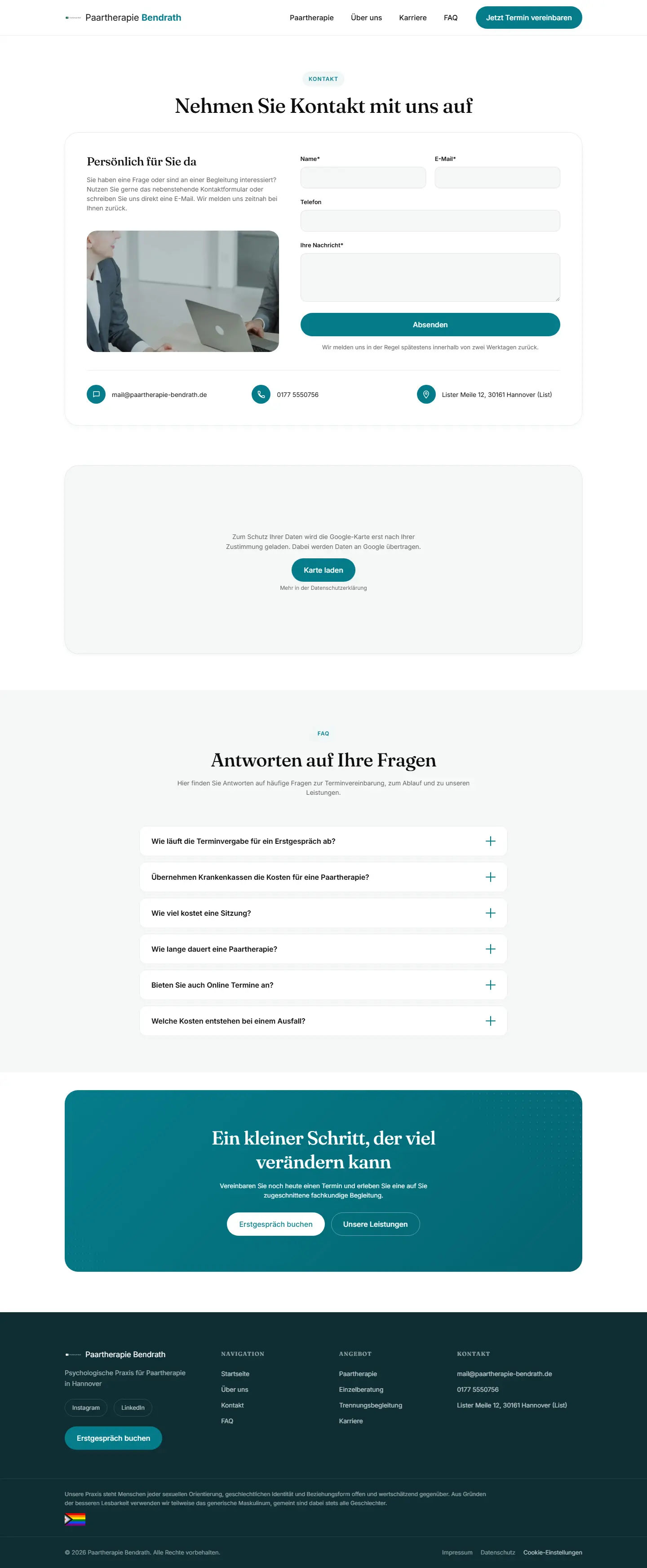 Kontakt des Templates Bendrath
