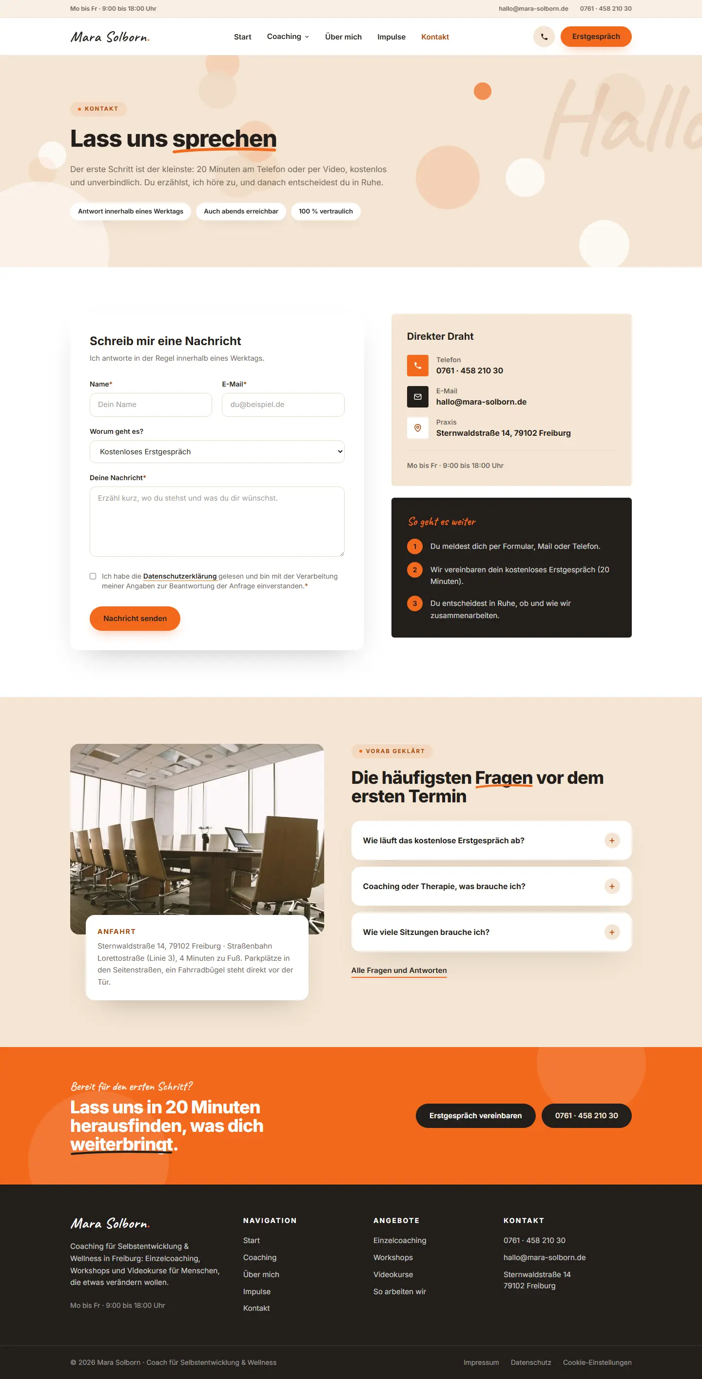 Kontakt des Templates Solborn