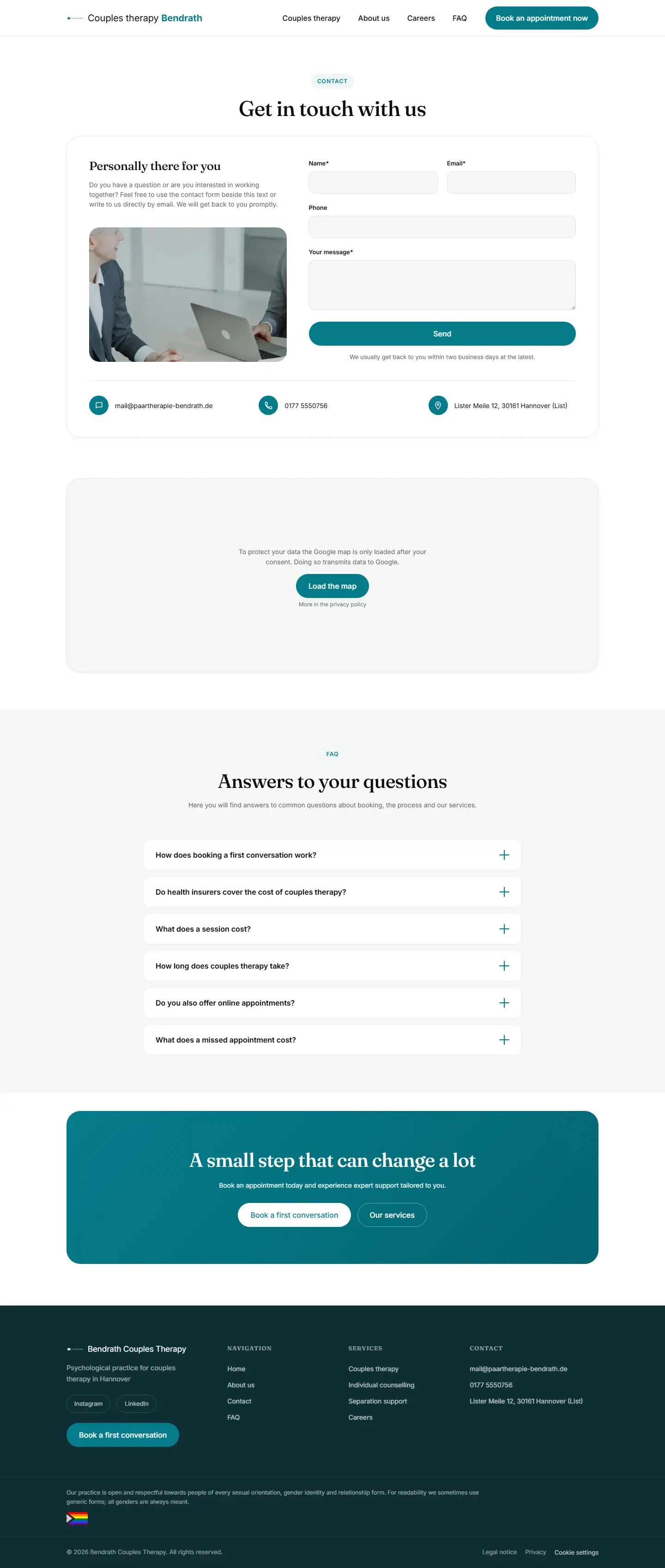 Contact page of the Bendrath template