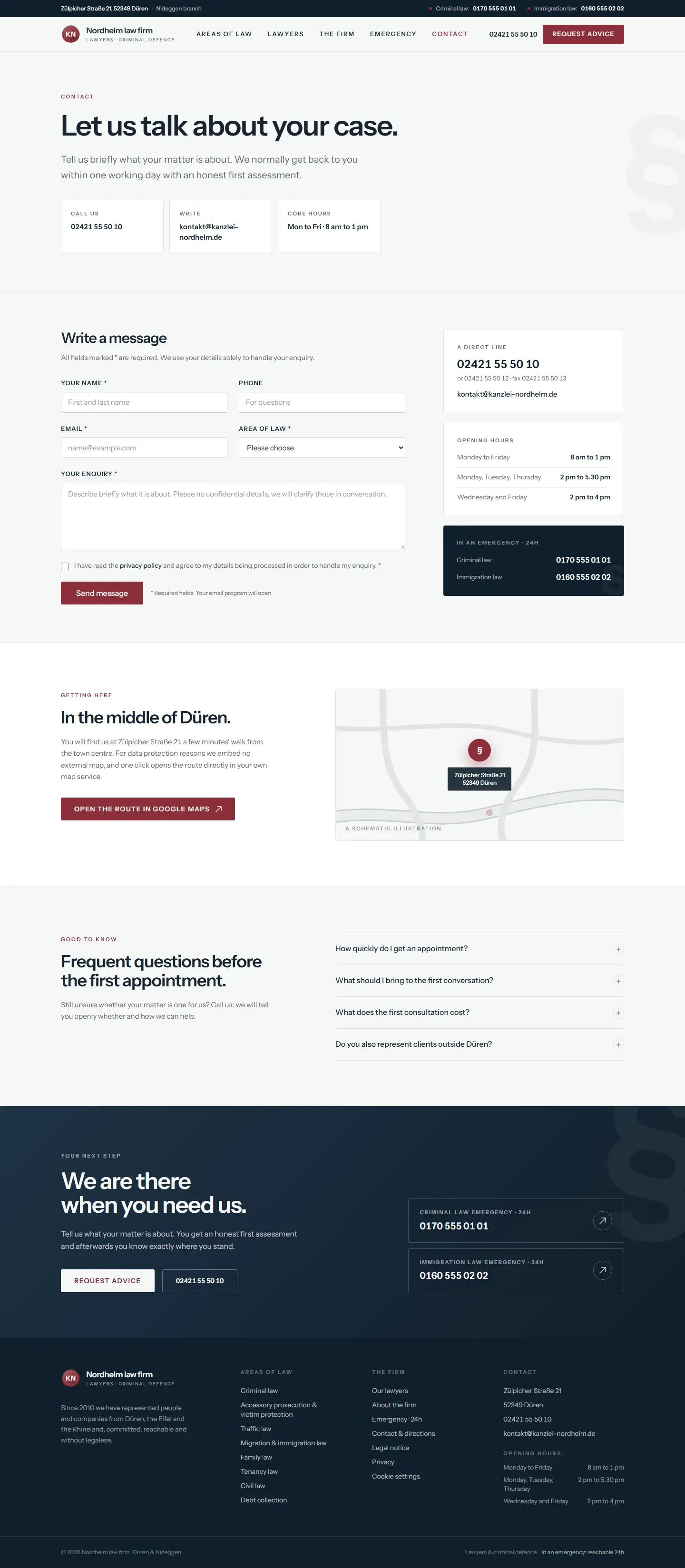 Contact page of the Nordhelm template