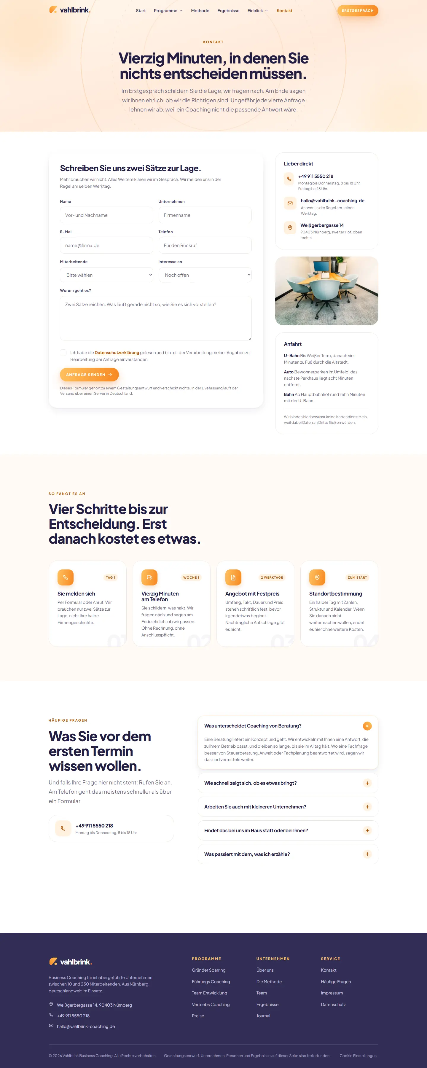 Kontakt des Templates Vahlbrink