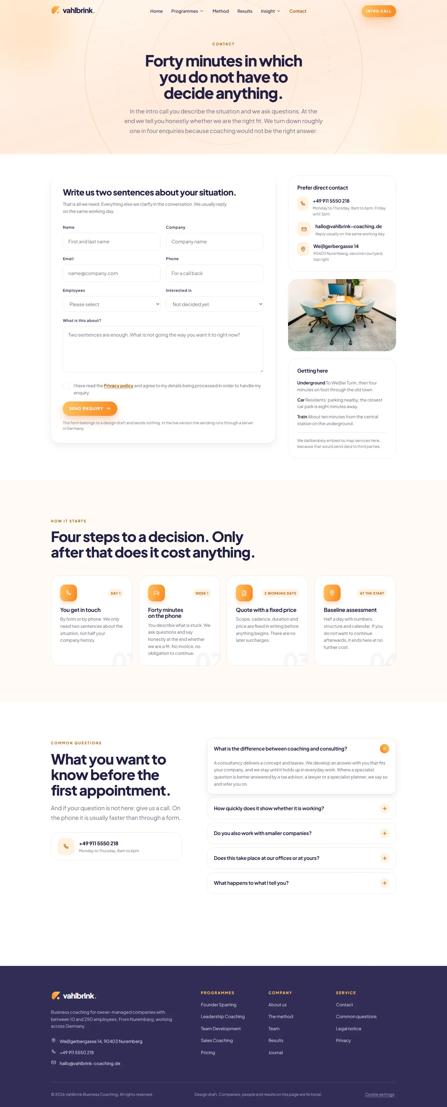 Contact page of the Vahlbrink template