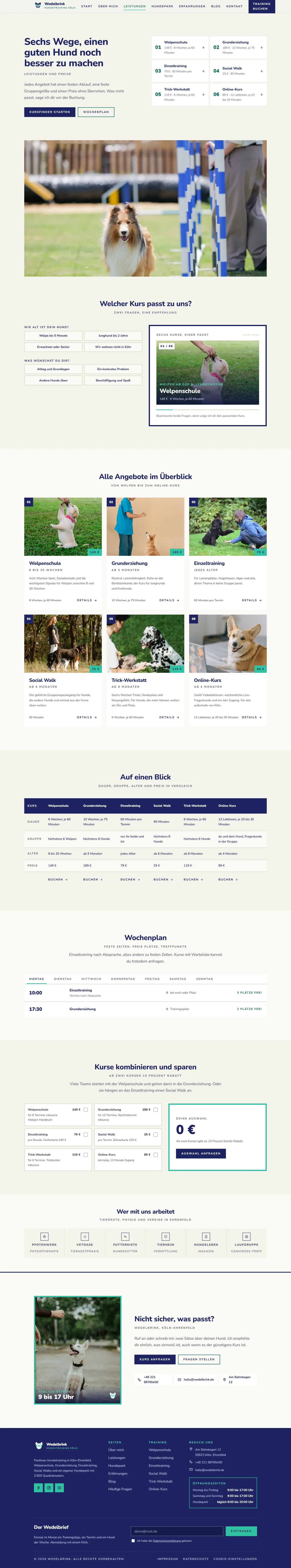 Weitere Unterseite des Templates Wedelbrink