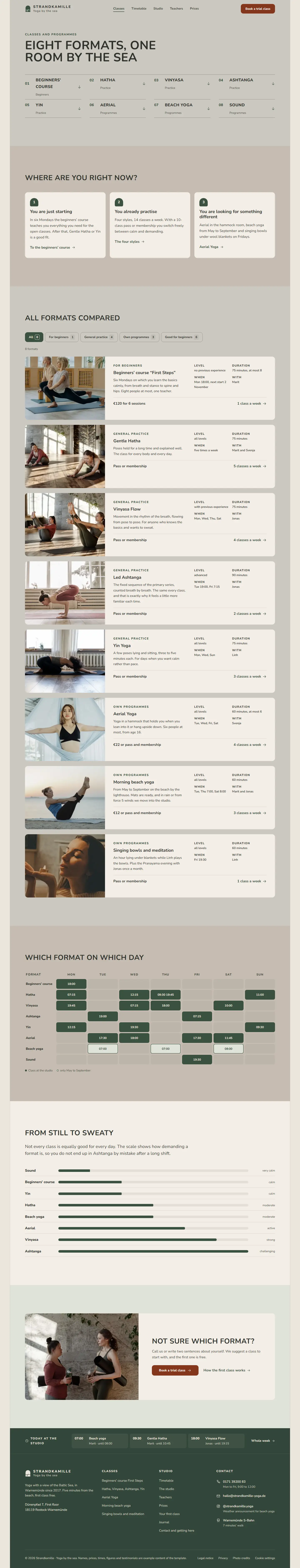 Classes, subpage of the Strandkamille template
