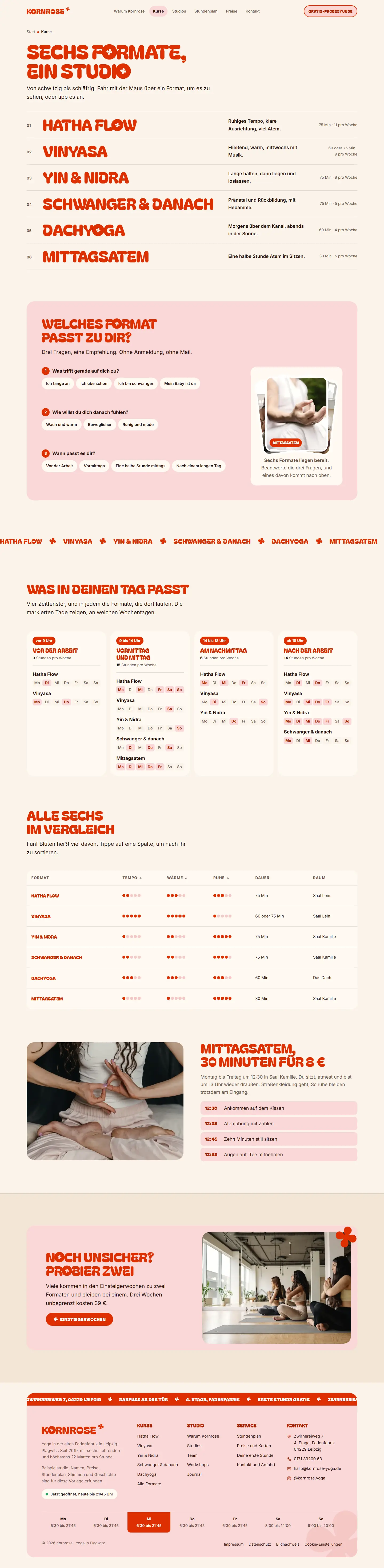 Das Herzstück des Templates Kornrose, komplette Seite