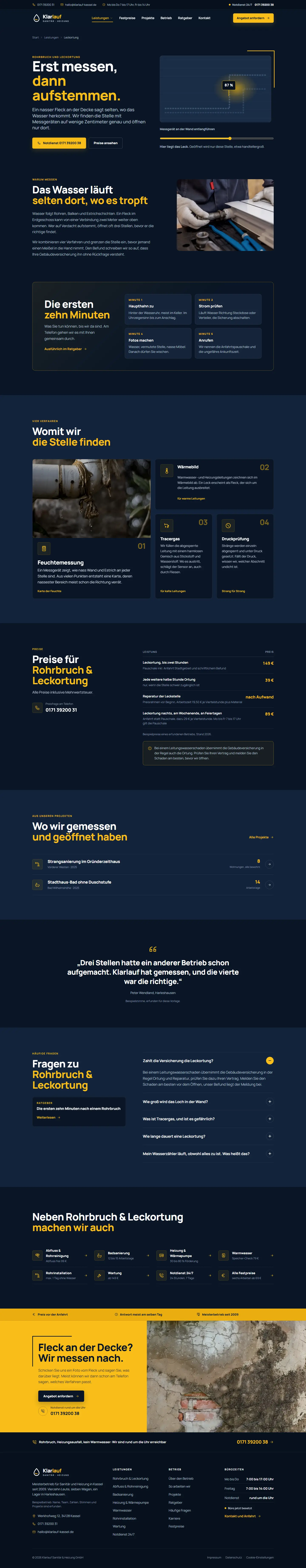 Ein Messgerät sucht das Leck des Templates Klarlauf