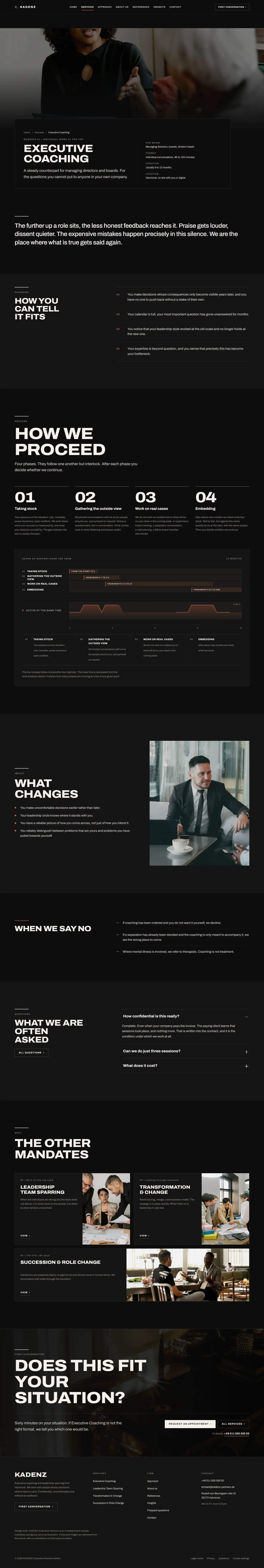 A mandate detail page, stage image with an overlapping box and key facts