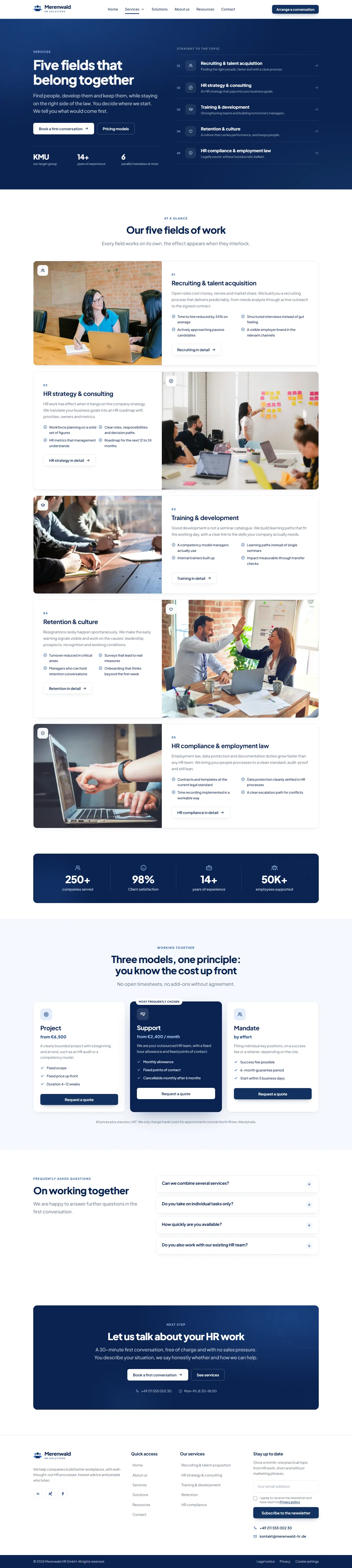 Services page of the Merenwald template