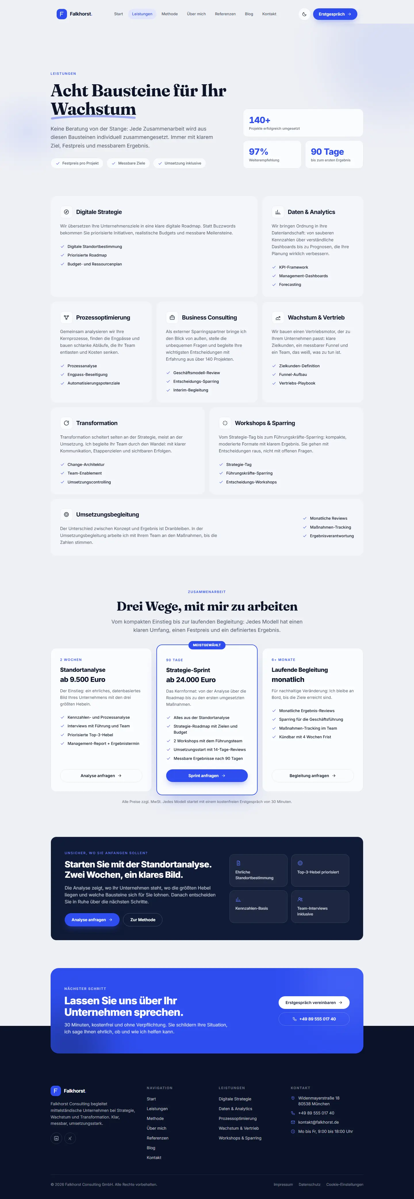 Leistungen des Templates Falkhorst